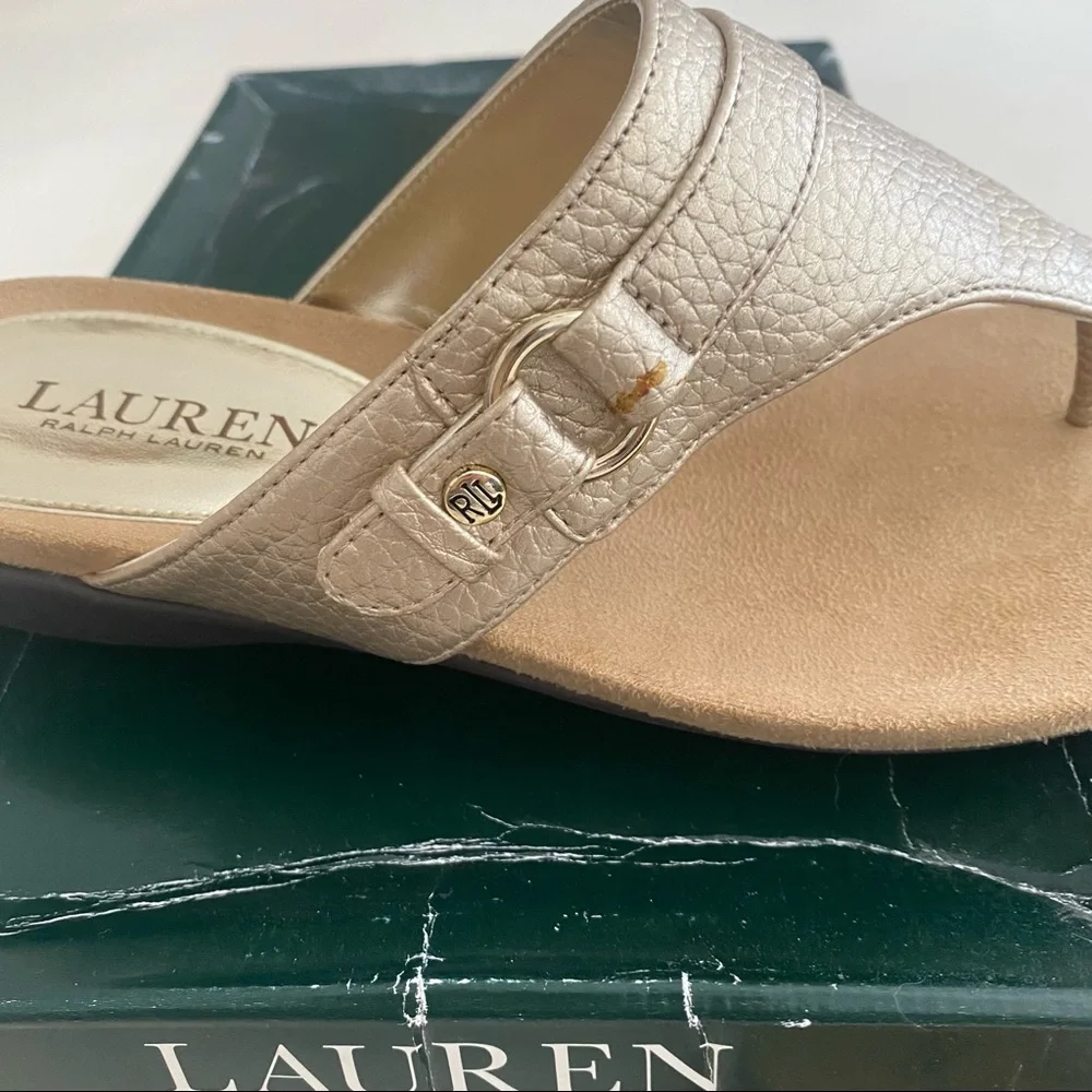 Ralph Lauren gold textured sandals - Picture 3 of 6